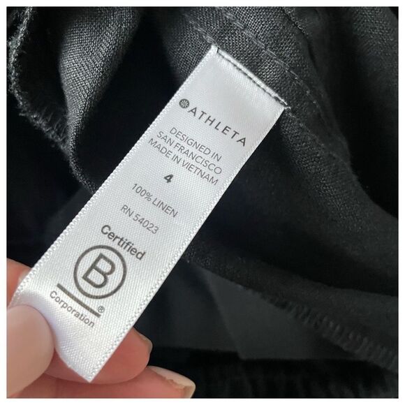 Athleta Cabo Black Linen Wide Leg Mid Rise Pant Size 4 - Picture 7 of 8